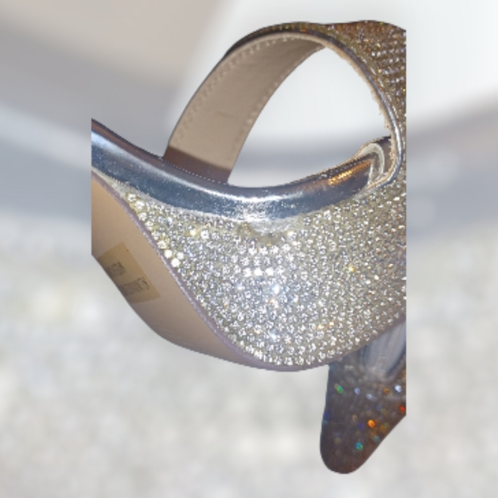 X2 Rhinestone Glittering Silver Platform Heels Size 7 NWOT - Picture 8 of 8